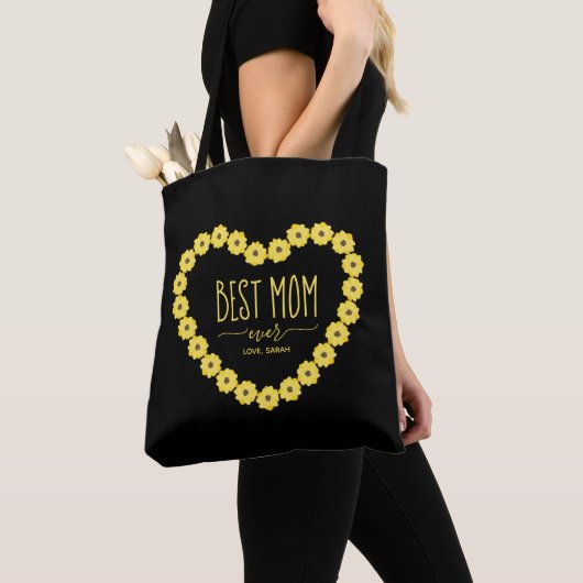Beste mam ooit zonnebloempitten op maat tote bag (Dichtbij)
