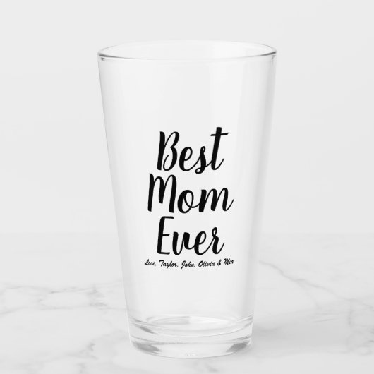Beste mam ooit zwart aangepast script gepersonalis glas (Voorkant)