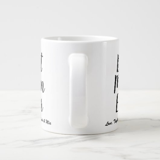 Beste mam ooit zwart aangepast script gepersonalis grote koffiekop (Achterkant)