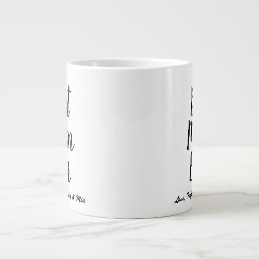 Beste mam ooit zwart aangepast script gepersonalis grote koffiekop (Voorkant)