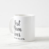 Beste mam ooit zwart aangepast script gepersonalis koffiemok (Voorkant links)