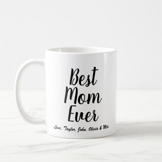 Beste mam ooit zwart aangepast script gepersonalis koffiemok (Links)