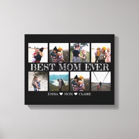 Beste Mam Ooit Zwart Fotocollage Canvas Afdruk (Voorkant)