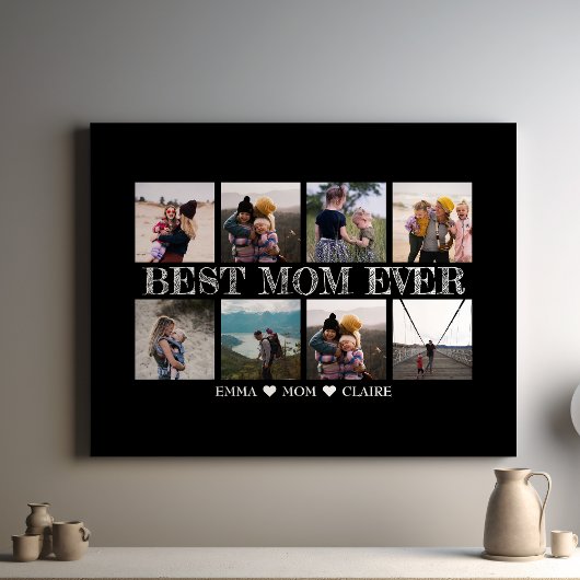 Beste Mam Ooit Zwart Fotocollage Canvas Afdruk