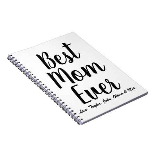 Beste mam ooit zwart-wit aangepast script elegant notitieboek (Rechterzijde)