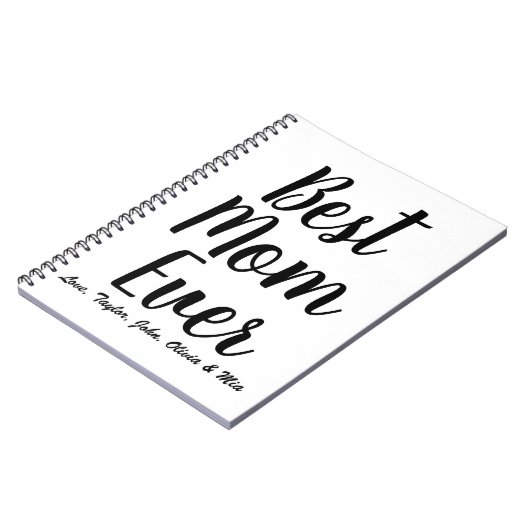 Beste mam ooit zwart-wit aangepast script elegant notitieboek (Linkerzijde)