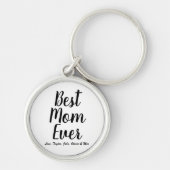 Beste mam ooit zwart-wit aangepast script elegant sleutelhanger (Voorkant)