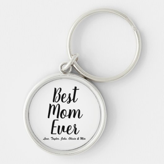 Beste mam ooit zwart-wit aangepast script elegant sleutelhanger (Voorkant)
