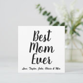 Beste mam ooit zwart wit aangepast script stijlvol kaart (Staand voorkant)