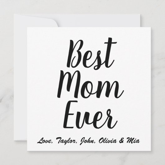 Beste mam ooit zwart wit aangepast script stijlvol kaart (Voorkant)