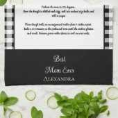 Beste mam ooit, zwart-witte buffelvlek op monogram theedoek (Gevouwen)