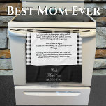 Beste mam ooit, zwart-witte buffelvlek op monogram theedoek<br><div class="desc">Beste mama ooit,  monogrammed met naam,  zwart en wit,  buffelvlecht,  schaakster,  keuken sjabloon,  DIY-recept handdoek. Voeg je oma,  grootmoeder of mam's recept toe. Creëer de perfecte achterhoede,  een gedenkwaardig geschenk voor gezinshereniging,  familietradities,  verjaardagen,  of chef-bakkerscadeauideeën. Bericht ons voor uw ontwerpbehoeften,  wij zijn hier om u te helpen.</div>
