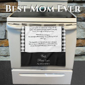 Beste mam ooit, zwart-witte buffelvlek op monogram theedoek