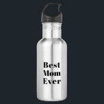 Beste mam ooit zwarte moderne typografie waterfles<br><div class="desc">Beste mama ooit zwarte moderne typografie roestvrij stalen flesje</div>