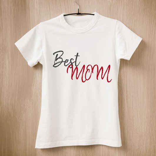 Beste Mam Red Script Eenvoudige moederdag T-shirt