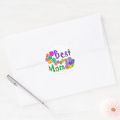 "Beste MAM" Retro Bloemen Moederdag Gifts Ronde Sticker (Envelop)