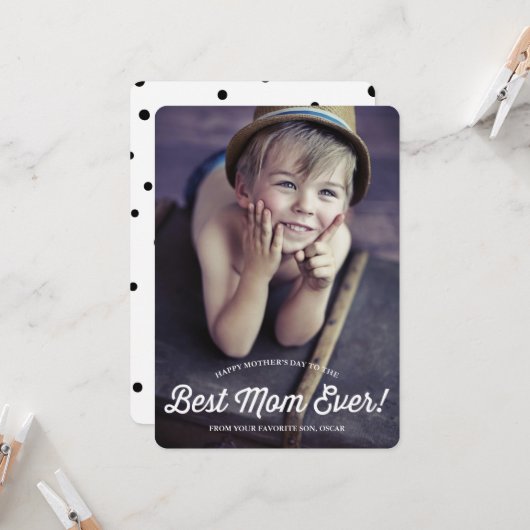 Beste mam | Retrokalligrafie-Moederdag Kaart (Voorkant / Achterkant in situ)