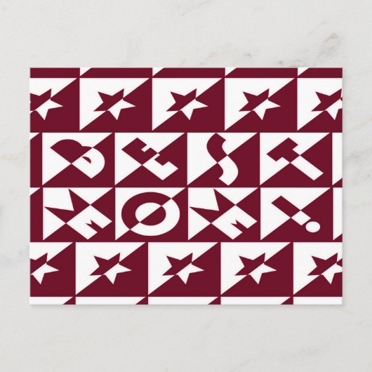 Beste Mam Rood en Wit Patroon met Stars Briefkaart (Voorkant)