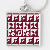 Beste Mam Rood en Wit Patroon met Stars Sleutelhanger (Voorkant)