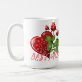 Beste Mam, Rood hart & Groene bladeren Koffiemok