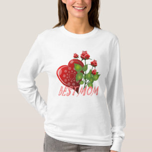 Beste Mam, Rood hart & Groene bladeren T-shirt