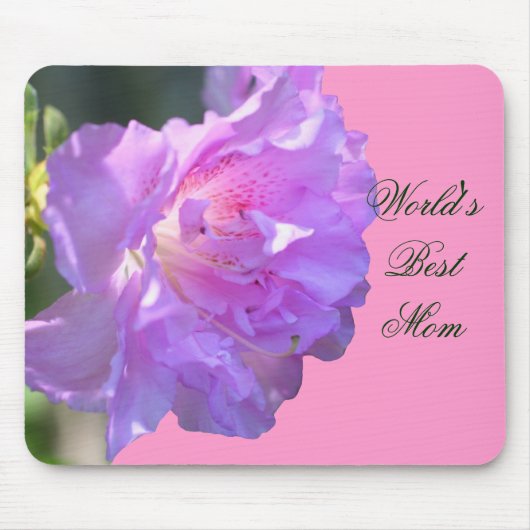 Beste Mam Roze Azalea Bloem Foto Mousepad Muismat (Voorkant)