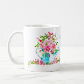 Beste mam roze blauwe Floral op maat Koffiemok (Links)