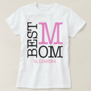 Beste mam Roze Zwarte Glitter Naam Gepersonaliseer T-shirt