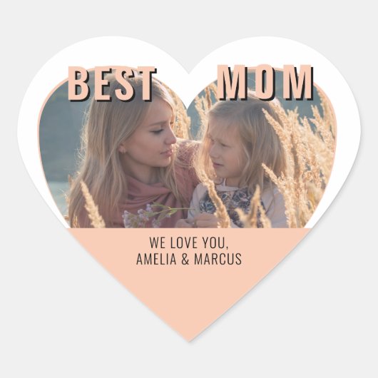 Beste Mam Schattige Hart Foto Moederdag Sticker (Voorkant)