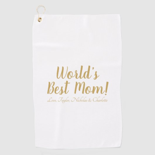 Beste mam van de wereld gepersonaliseerde douanema golfhanddoek (Voorkant)