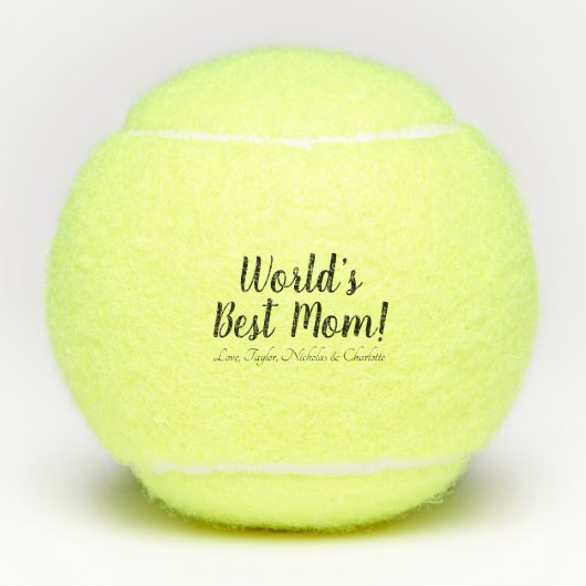 Beste mam van de wereld gepersonaliseerde douanema tennisballen (Voorkant)