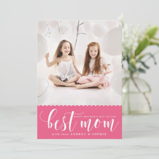 Beste mam | Witte moderne kalligrafie-Moederdag Kaart (Staand voorkant)