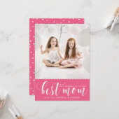 Beste mam | Witte moderne kalligrafie-Moederdag Kaart (Voorkant / Achterkant in situ)