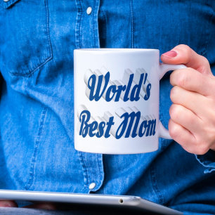 Beste mam zee blauwe halve tekst grote koffiekop