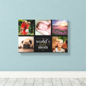 Beste mama 5 Foto Collage Black en Gold Canvas Afdruk (Insitu (Houten vloer))