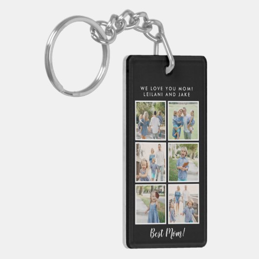 Beste mama! 6 Aangepast bericht voor foto's Sleutelhanger (Voorkant Links)