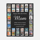 Beste mama 80th Birthday Foto Collage Black Fleece Deken (Voorkant)