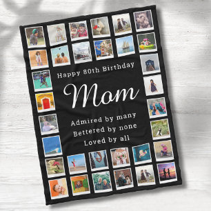 Beste mama 80th Birthday Foto Collage Black Fleece Deken