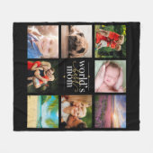 Beste mama 8 Foto Collage Black en Gold Fleece Deken (Voorkant (Horizontaal))