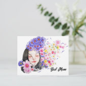 Beste mama Abstracte Waterverf bloemen voor moeder Briefkaart (Staand voorkant)