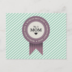 BESTE MAMA BADGE PAARSE BRIEFKAART