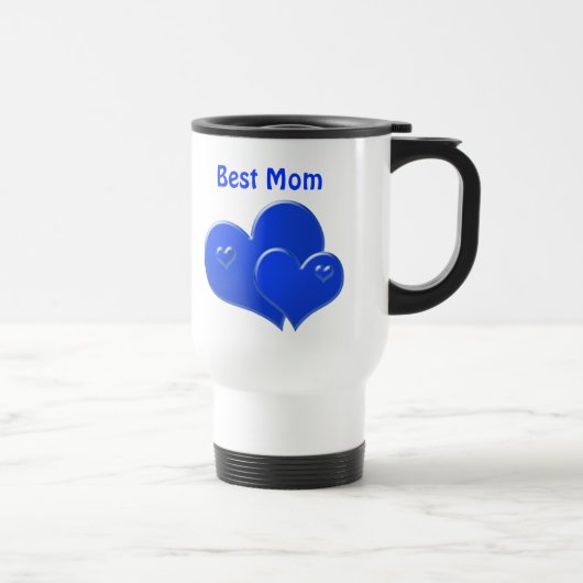 Beste mama, blauwe harten reisbeker (Rechts)
