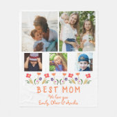 Beste mama bloemen 5 Foto Collage Keepslag Fleece Deken (Voorkant)