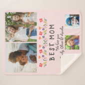 Beste mama bloemen 5 Foto Collage Keepslag Sherpa Deken (Voorkant (horizontaal))