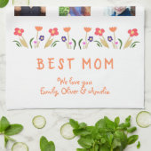 Beste mama bloemen 5 Foto Collage Keepslag Theedoek (Gevouwen)