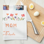 Beste mama bloemen 5 Foto Collage Keepslag Theedoek (Quarter Fold)