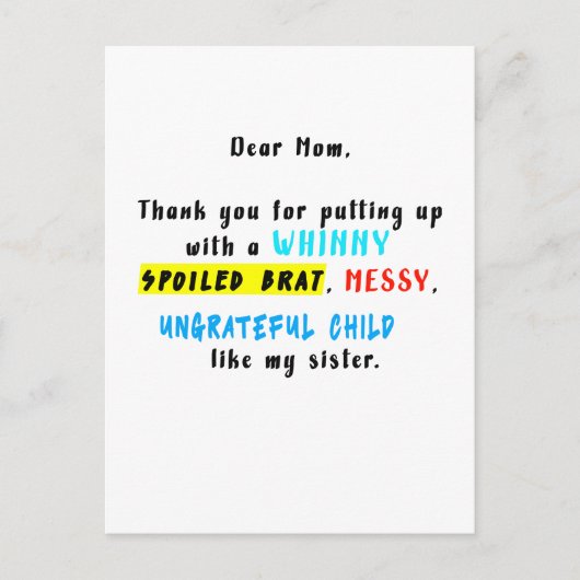 Beste mama Dank je dat je een verwend kind hebt op Briefkaart (Voorkant)