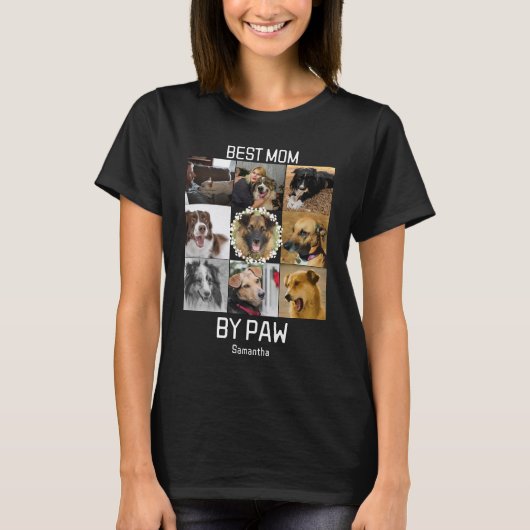 Beste mama door Paw Aangepast 9-fotocollage T-shirt (Voorkant)