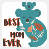 Beste mama Ever Koala Moederdag Vierkante Sticker (Voorkant)