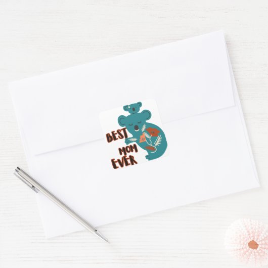 Beste mama Ever Koala Moederdag Vierkante Sticker (Envelop)